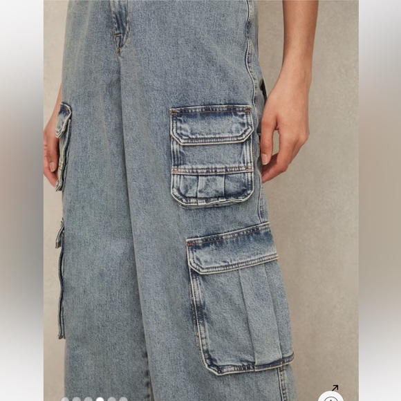 GOOD AMERICAN DENIM CARGO JUMPSUIT IN INDIGO SIZE XS - Picture 3 of 16